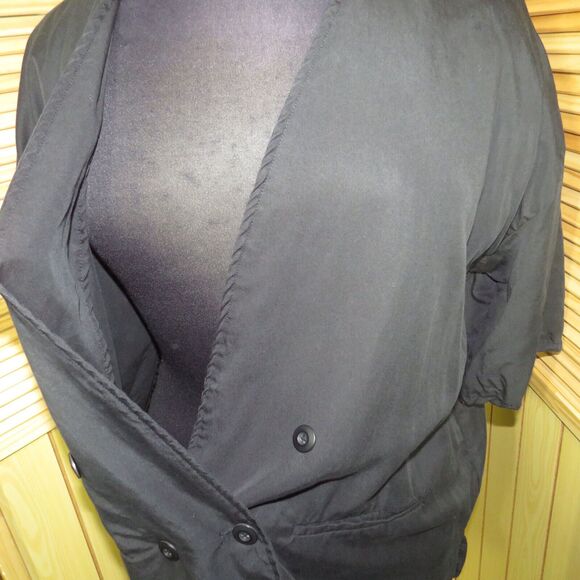 Terea By Andrea Pitter Black Button Front Short Sleeve Challis Top Plus Size 2X - Picture 2 of 8